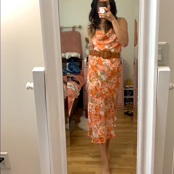 REVOLVE Skirts Nwot Revolve Resa Orange Floral Crowl Neck Midi Skirt Set Poshmark
